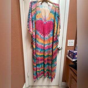 Colorful Tie-Dye cover up with Heart Design